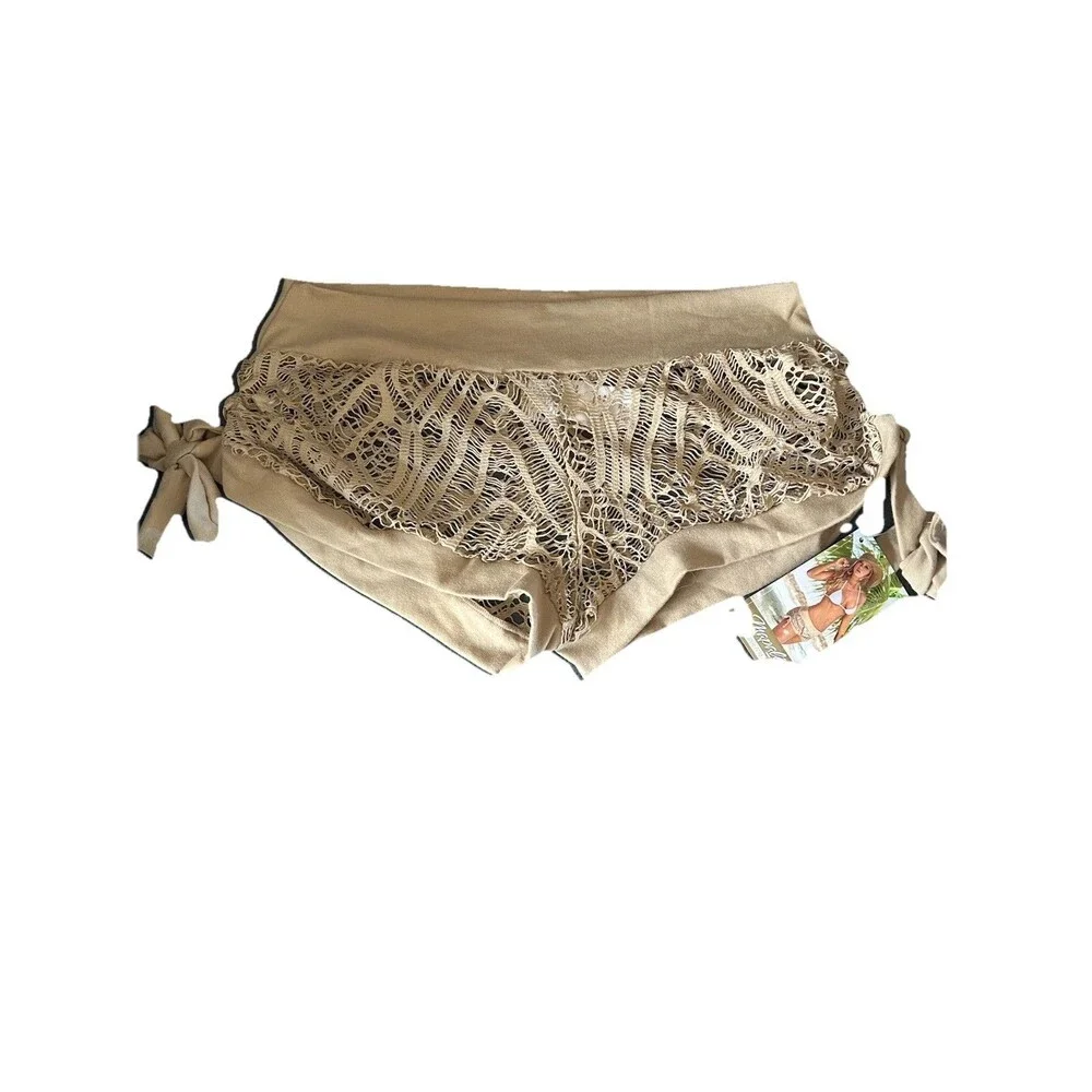 NWT Mapale Mocha Crochet Lace Beach Shorts - Size M - Boho Festival Cover Up